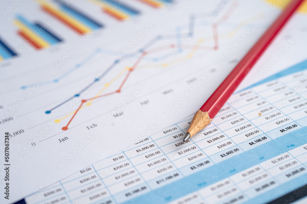 Pencil on charts and graph paper. Finance, Account, Statistics, Analytic research data economy, Stock exchange trading and Business company meeting concept Pencil on charts and graph paper. Finance, Account, Statistics, Analytic research data economy, Stock exchange trading and Business company meeting concept