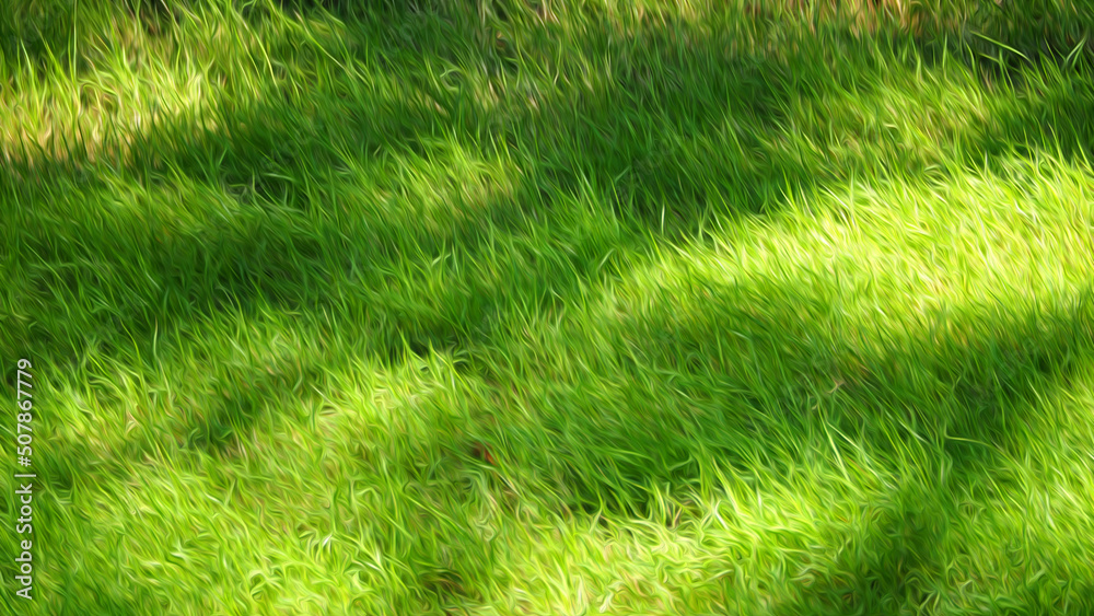 Blurry images of real natural green grass field top view angle with oil paint effect for abstract background or texture of nature which refresh mood of people. Blurry images of real natural green grass field top view angle with oil paint effect for abstract background or texture of nature which refresh mood of people.