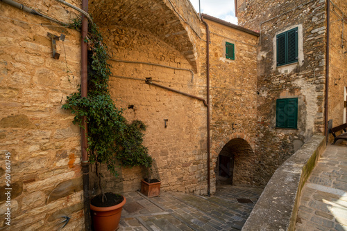 Fototapeta Naklejka Na Ścianę i Meble -  An alley in the historic center Campiglia Marittima Livorno Tuscany Italy