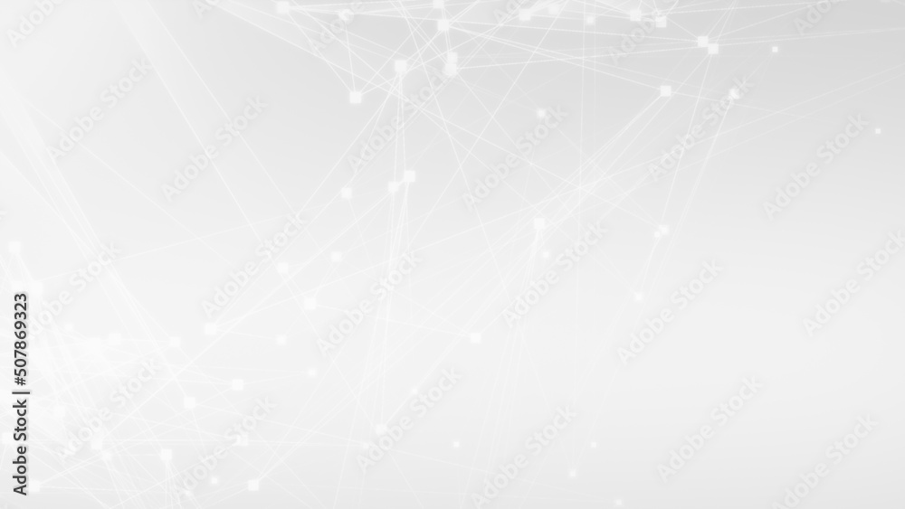 Fototapeta premium Abstract white gray polygon tech network with connect technology background. Abstract dots and lines texture background. 3d rendering.
