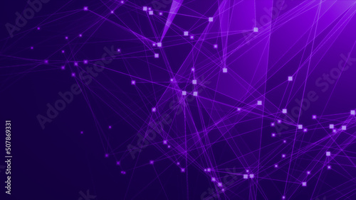 Abstract purple violet polygonal 3d rendering network technology background.