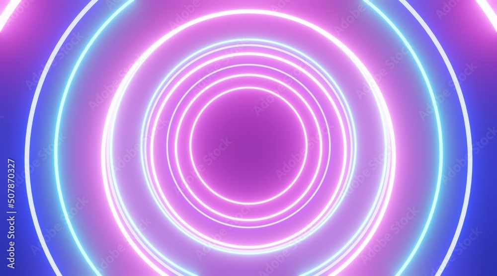 Abstract background glowing neon circles in space 3d rendering Abstract background glowing neon circles in space 3d rendering