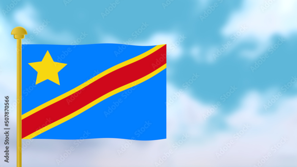waving Congo flag illustration on blue sky waving Congo flag illustration on blue sky