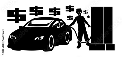 Frightened driver refuels the car with expensive gasoline.
