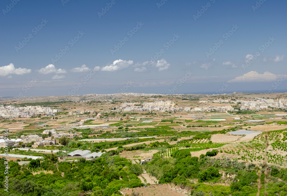 Panoramic scenic view of Malta when it wasnt buildings, 2012. 