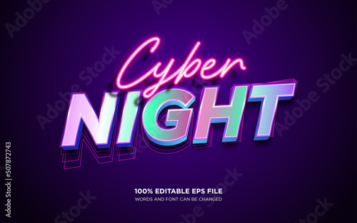 Cyber Night editable text style effect photo