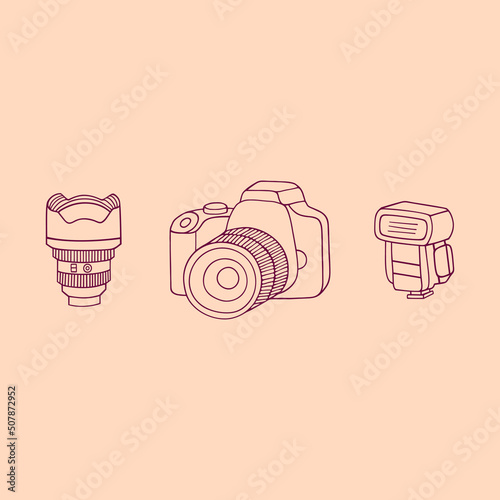 Monochrome vector illustration on the theme of photography.