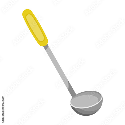 Kitchen ladle in cartoon style. Vector icon of ladle isolated on a white background. Kitchenware.