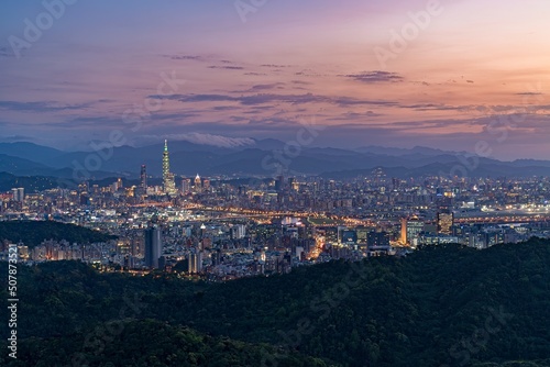 Taipei  Taiwan city skyline during the sunset.