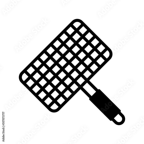 Grill grate icon. Black contour linear silhouette. Front side view. Vector simple flat graphic illustration. Isolated object on a white background. Isolate.