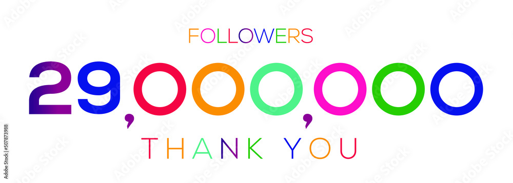 29000000 followers thank you celebration, 29 Million followers template design for social network and follower, Vector illustration.