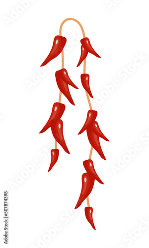 Chili pepper semi flat color vector object. Full sized item on white. Spicy vegetable. Preparing food. Seasoning and relish simple cartoon style illustration for web graphic design and animation