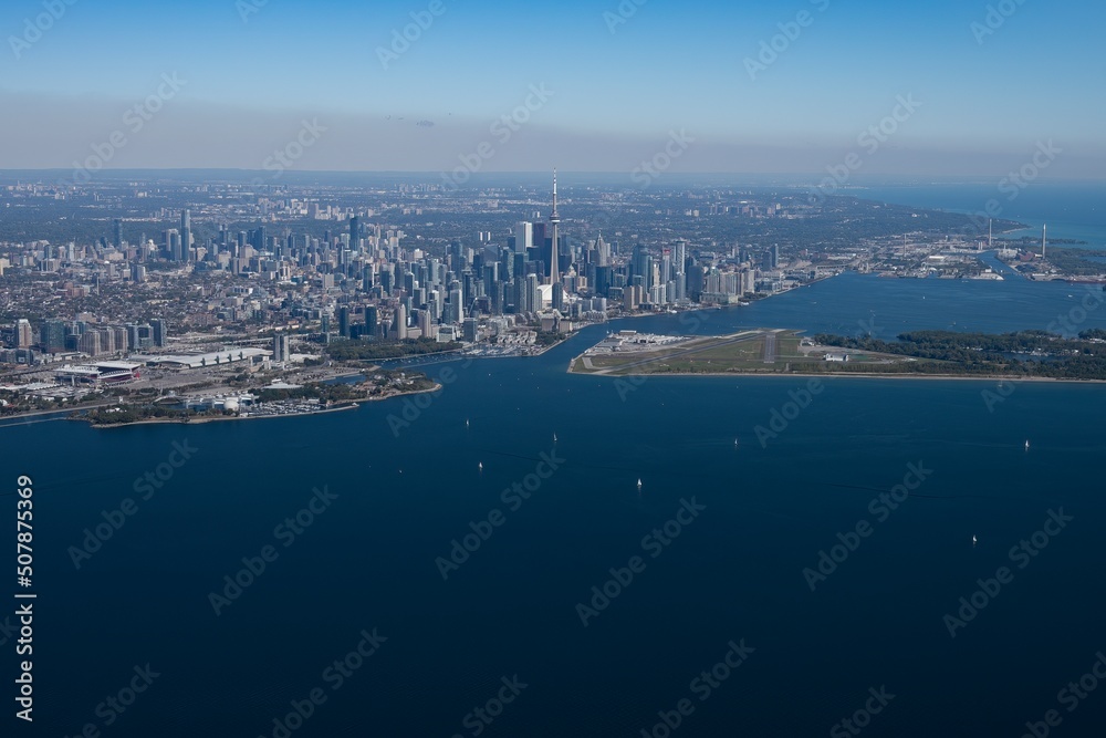 Aerial photograph taken from a helicopter in Toronto.