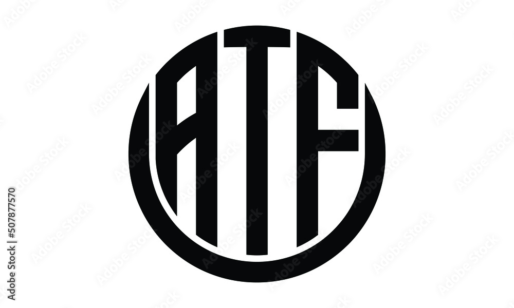 ATF shield with round shape logo design vector template | monogram logo | abstract logo | wordmark logo | lettermark logo | business logo | brand logo | flat logo. - obrazy, fototapety, plakaty 