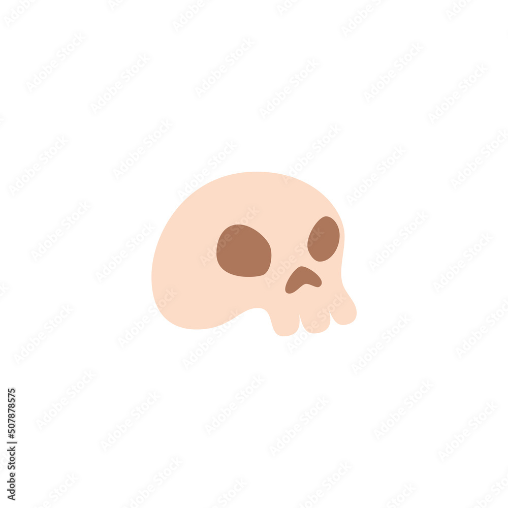 Spooky skull for pirate or Halloween party, cartoon flat vector illustration isolated on white background.