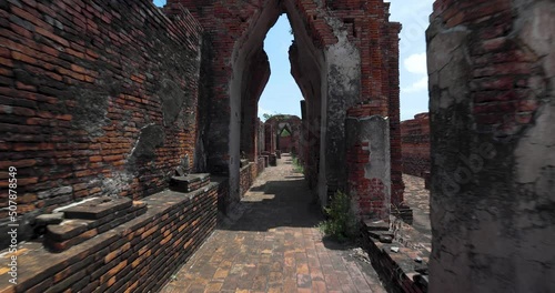 Buddha statue at Prasat Nakhon Luang (Thai name), is an important temple of Ayutthaya, Thailand, May 30, 2022.