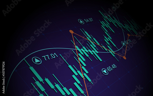 Business chart with uptrend line graph in stock market background