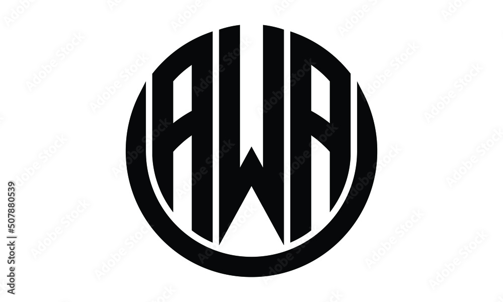 AWA shield with round shape logo design vector template | monogram logo | abstract logo | wordmark logo | lettermark logo | business logo | brand logo | flat logo. - obrazy, fototapety, plakaty 