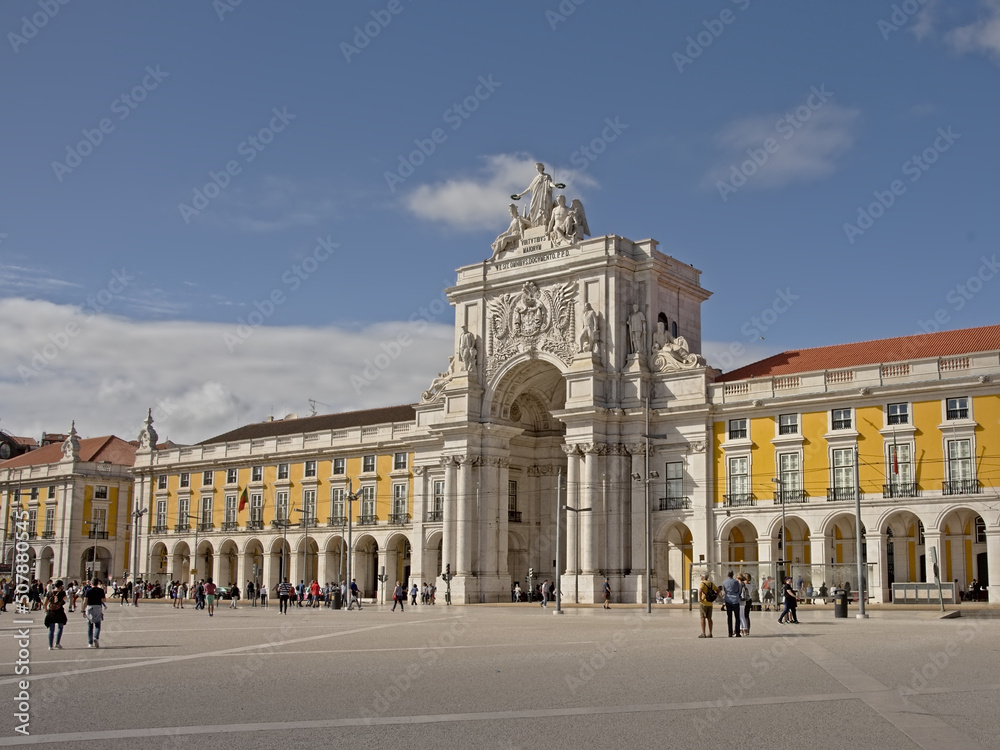 Arco Triunfal da Rua Augusta on Praça do Comércio, or commerce square, Lisbon