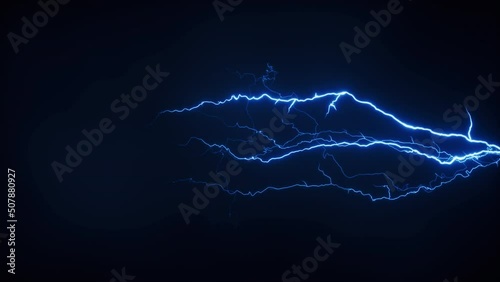 Blue lightning with dark background, 3d rendering. photo