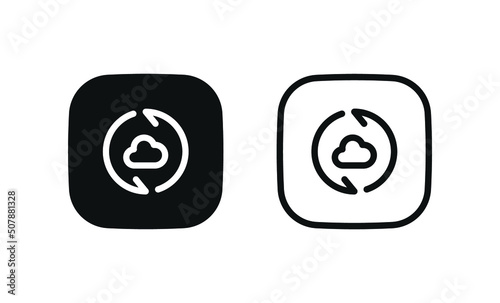 cloud rotate arrow icon, data storage sync refresh with arrows . file hosting cloud icons