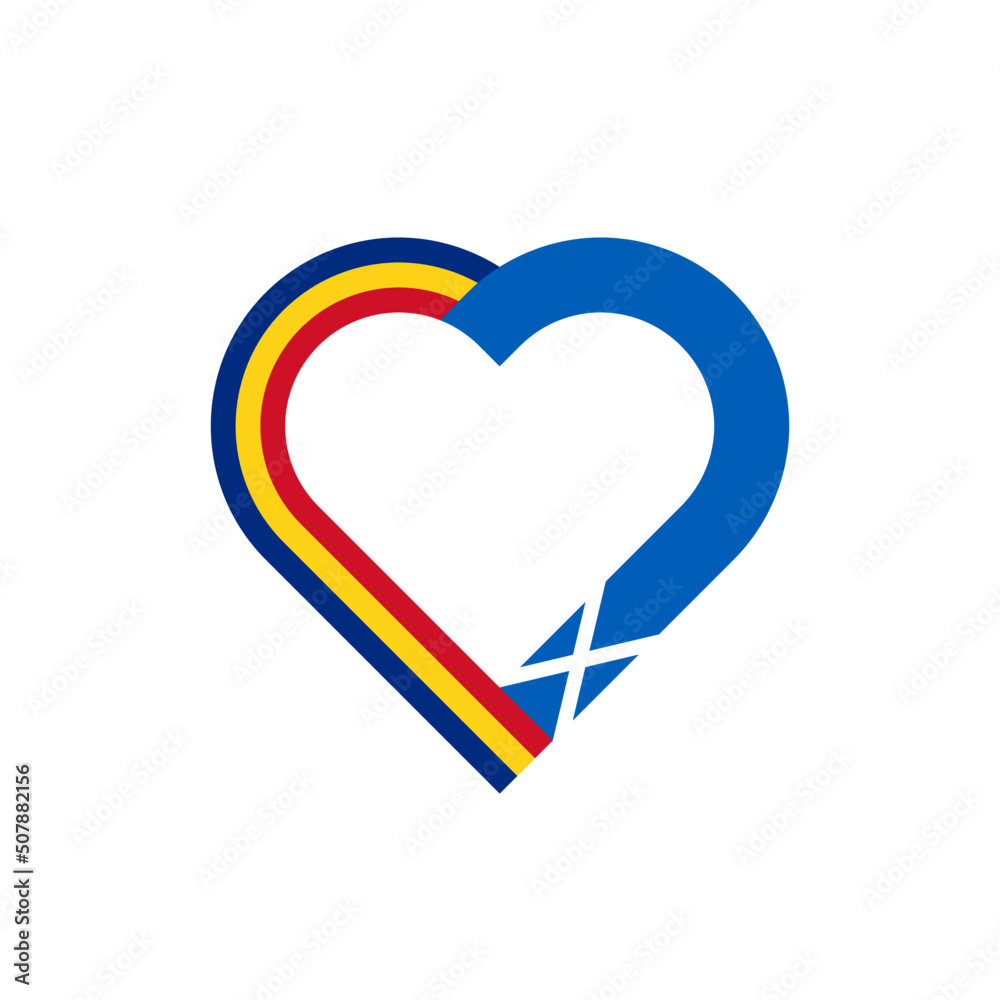unity concept. heart ribbon icon of romania and scotland flags. vector illustration isolated on white background