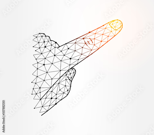 Point finger low poly illustration on white background