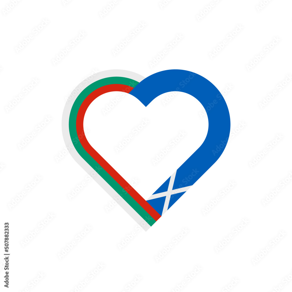 unity concept. heart ribbon icon of bulgaria and scotland flags. vector illustration isolated on white background unity concept. heart ribbon icon of bulgaria and scotland flags. vector illustration isolated on white background