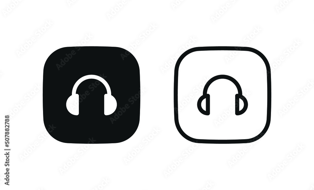 headphone headset icon button - customer service or customer support icons, headphones audio icon - square button headphone headset icon button - customer service or customer support icons, headphones audio icon - square button