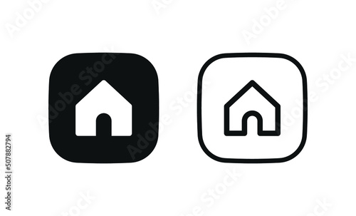 Web home icon for apps and websites, House icon, Home sign in circle or Main page icon in filled, thin line, outline and stroke style for apps and website - square button