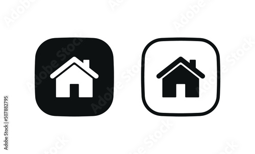Web home icon for apps and websites, House icon, Home sign in circle or Main page icon in filled, thin line, outline and stroke style for apps and website - square button