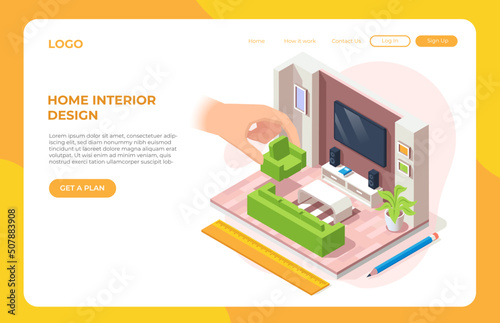 Home interior design service for landing page illustration concept