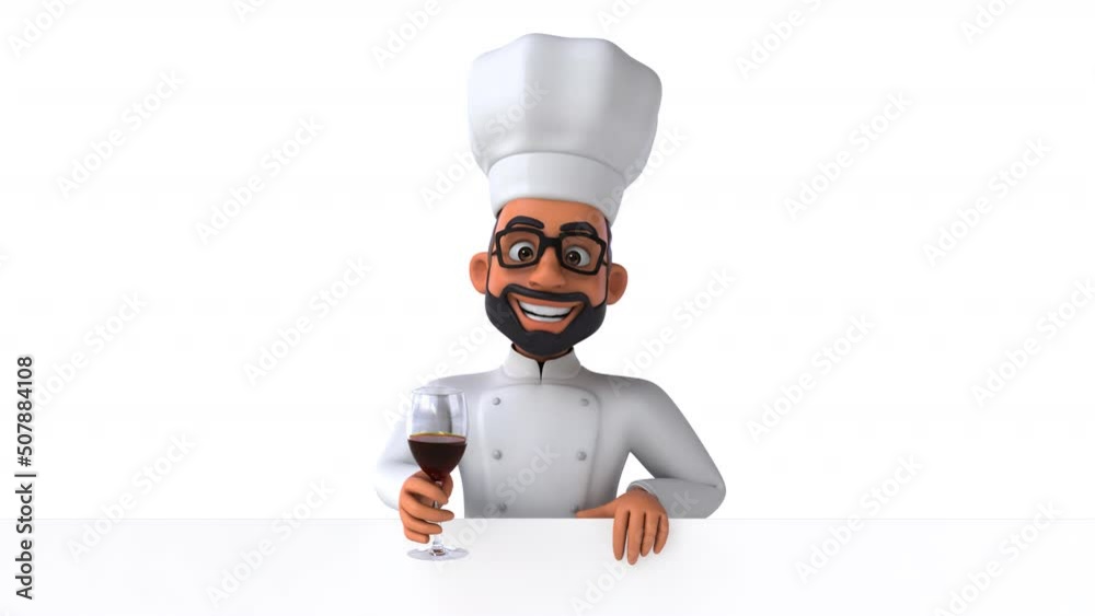 Fun 3D cartoon animation of an indian chef with alpha .. Fun 3D cartoon animation of an indian chef with alpha ..