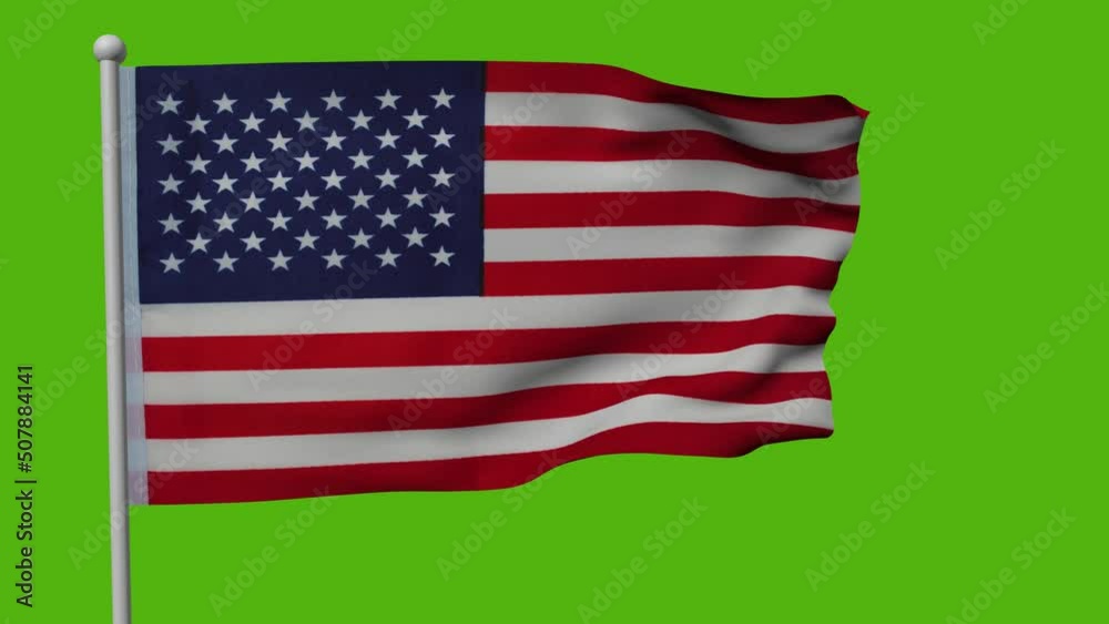 USA flag fluttering in the wind, chrome key, 3d rendering USA flag fluttering in the wind, chrome key, 3d rendering