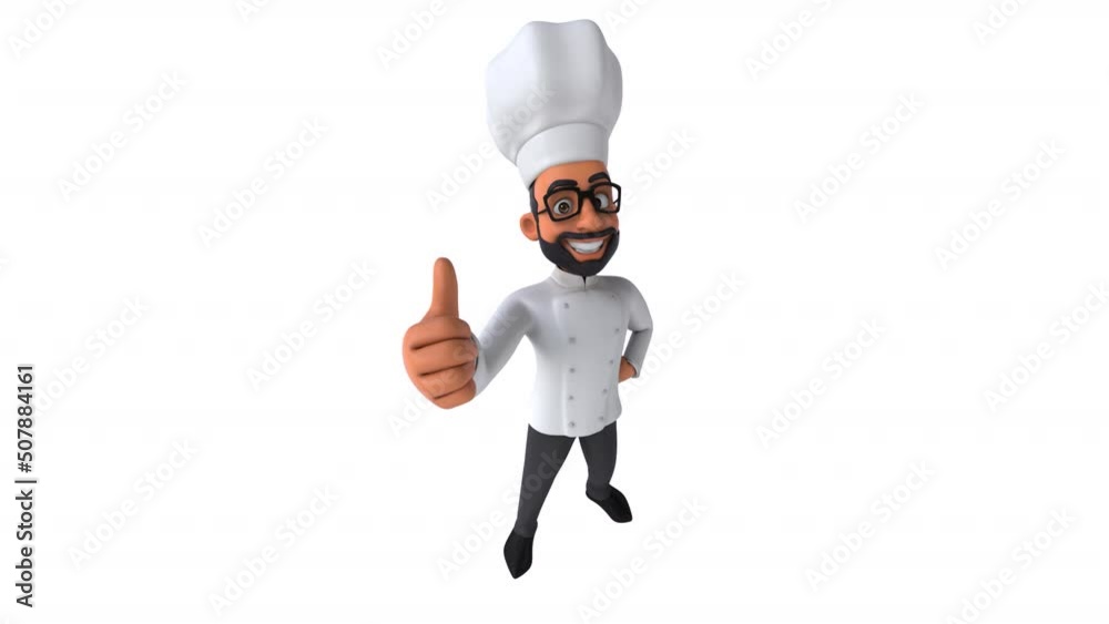 Fun 3D cartoon animation of an indian chef with alpha Fun 3D cartoon animation of an indian chef with alpha