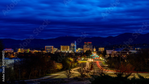 Classic Night view of Boise Skyline with Capital Boulevard © knowlesgallery