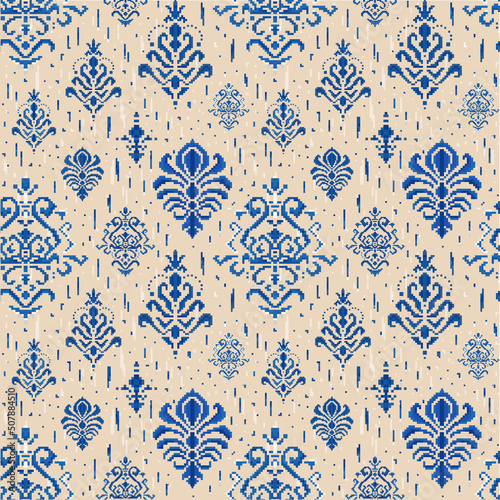 Obraz na płótnie 8 bit Damask Ethnic Ornament Seamless Pattern w salonie