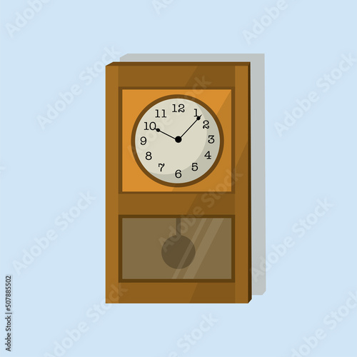 Old vintage wall clock. Vector illustration