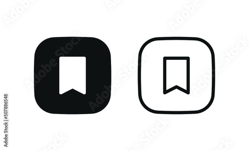 bookmark icon, favorite label icons. save ribbon saving sign. save icon button - square button