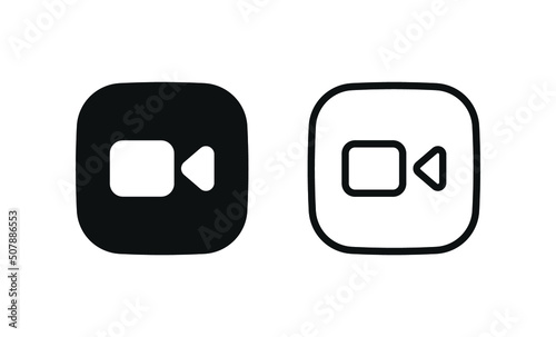 video camera icon for streaming , facetime icons video call symbol - square button