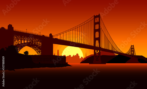 Background silhouette of San Francisco. Vector illustration.