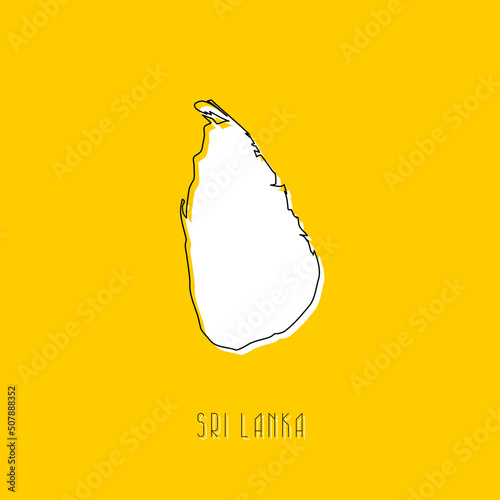 White Sri Lanka country map with black outline on yellow background. Simple geographic territory template concept. Vector illustration easy to edit and customize. EPS10