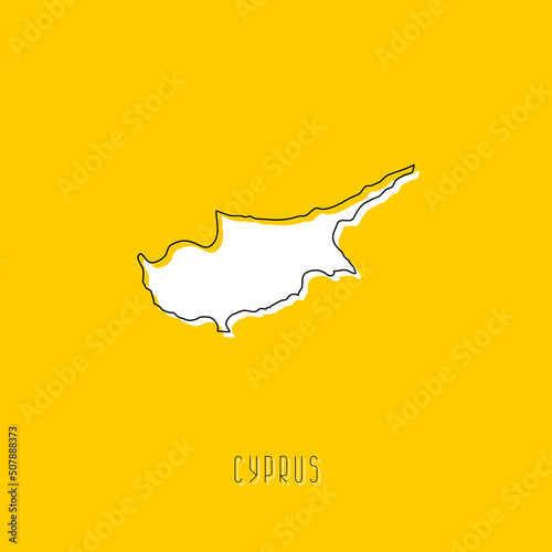 White CYPRUS country map with black outline on yellow background. Simple geographic territory template concept. Vector illustration easy to edit and customize. EPS10