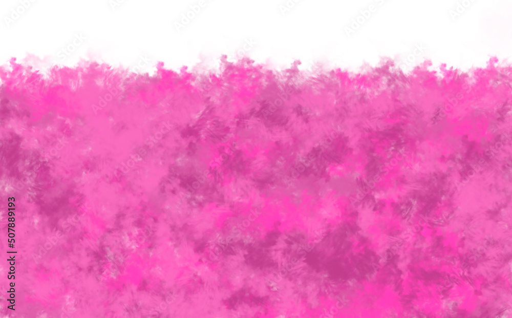 bright pink abstract watercolor background with spots. the lower part is painted over