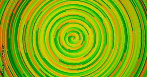 Orange and green abstract circle technology background. 3d rendering.