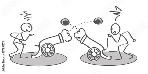Angry people fight to each other
