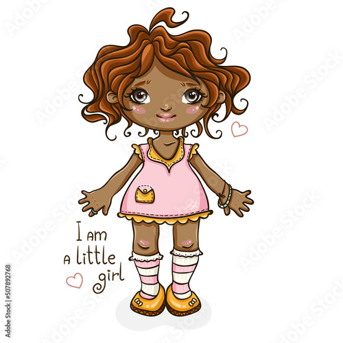 Little cute girl in pink dress