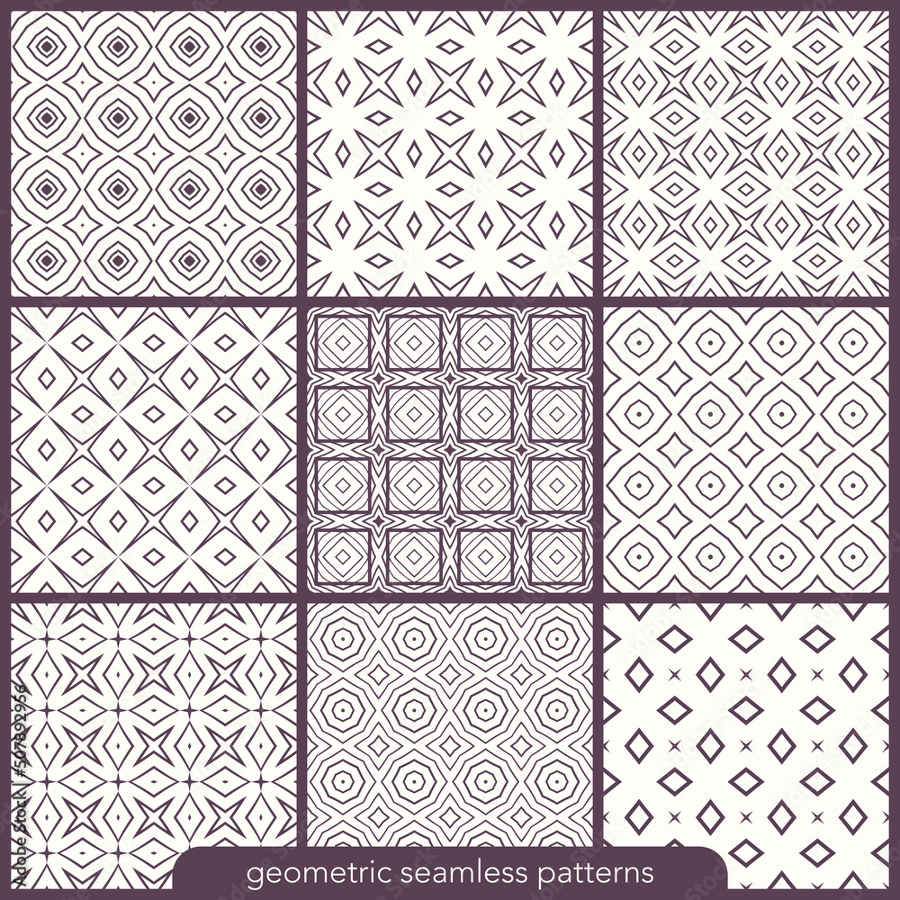 Set of seamless patterns with kaleidoscope ornamental design Set of seamless patterns with kaleidoscope ornamental design