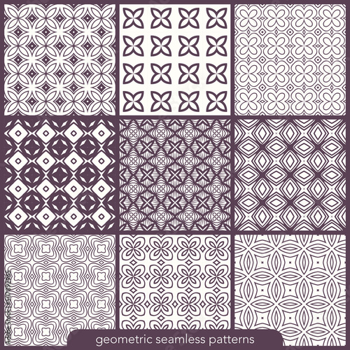 Set of seamless patterns with kaleidoscope ornamental design