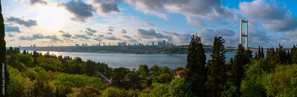 Istanbul panorama. Panoramic view of Istanbul with Bosphorus Bridge